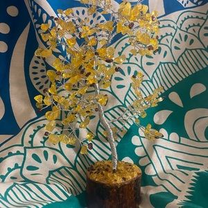 dyed clear quartz crystal tree